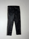 Vintage Black Leather Grey Side Stripe Biker Pants (W:30) (L:38)