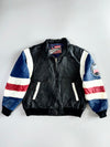 Vintage U.S. Authentics by Michael Hoban Genuine Leather USA Flag Bomber Jacket (M)