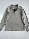 Polo Ralph Lauren Quarter Zip Sweater - Grey Elbow Patch Leather Trim Vintage (L)