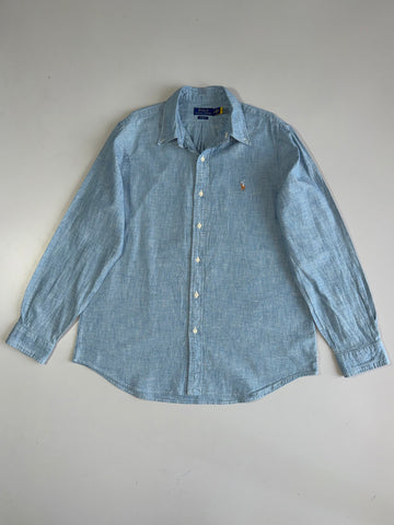 ZPolo*Ralph*Lauren*Original Light Blue Chambray Shirt (RARE) with QR (XL)