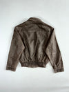 Areuban Distressed Brown Suede Zip Bomber with Contrast Stitching & Elastic Hem, (M)