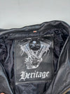 Vintage Heritage Skull Engine Black Leather Bomber Jacket (M)