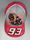 Marc Márquez #93 Official MotoGP Cap – Red & Grey, Cartoon Rider Graphic (Adjustable)