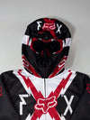 Fox Racing Full Face Mask Zip Hoodie Red White Black  (S)