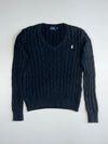 Polo Ralph Lauren Cable Knit V-Neck Sweater – Navy (S)