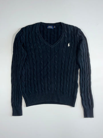 Polo Ralph Lauren Cable Knit V-Neck Sweater – Navy (S)
