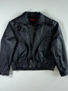 Vintage 90s Michael Michelle USA Black Leather Bomber Jacket, Fur Lined (XL)