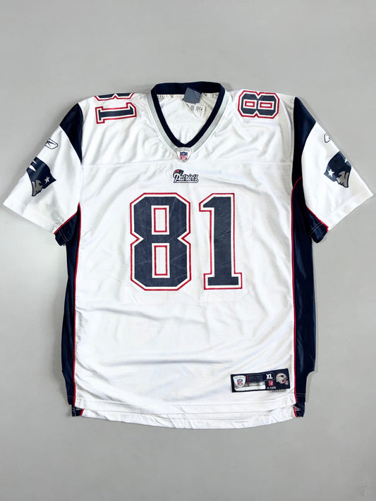 NFL Reebok | New England Patriots #81 Jersey | White Navy (2XL)