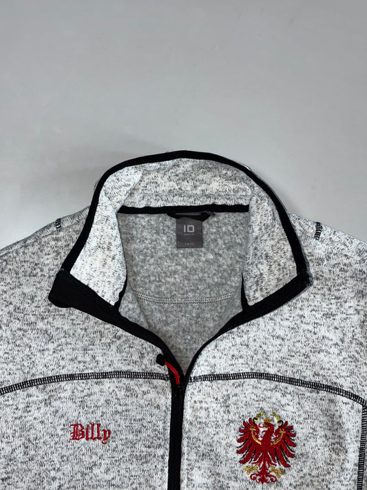 Billy Grey Melange Embroidered Fleece Jacket (XL)