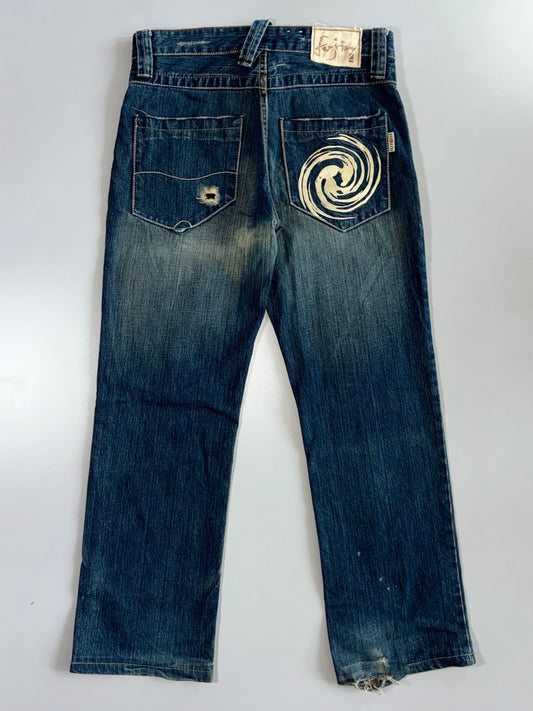 Vintage Japanese Denim Heavy Distressed Straight Jeans(W:30 |L:38)