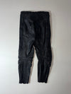 Vintage Black Leather Biker Pants with Padded Ribbed Knees (W:32) (L:37)