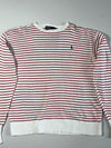 Vintage 90s Polo Ralph Lauren Breton Stripe Knit Sweater – White/Red (XL/2XL)