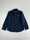 Off-Road Navy Twill Utility Shirt with Roll-Up Sleeves, (L)