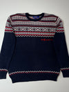 Polo Ralph Lauren | Navy Red Fair Isle Script Logo Knit Sweater | (XL)