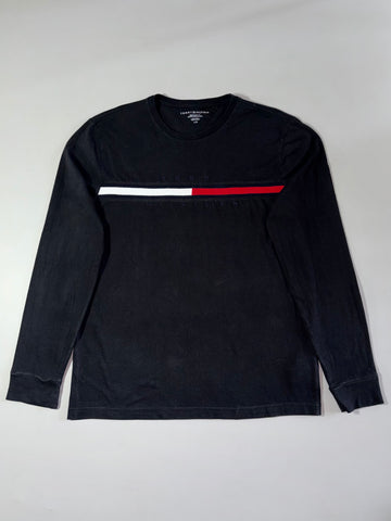 Tommy Hilfiger Flag Stripe Spellout Long Sleeve Tee (L)