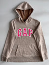 Gap Logo Hoodie Heather Brown with Pink Spellout (S)