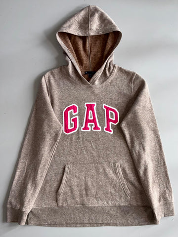 Gap Logo Hoodie Heather Brown with Pink Spellout (S)