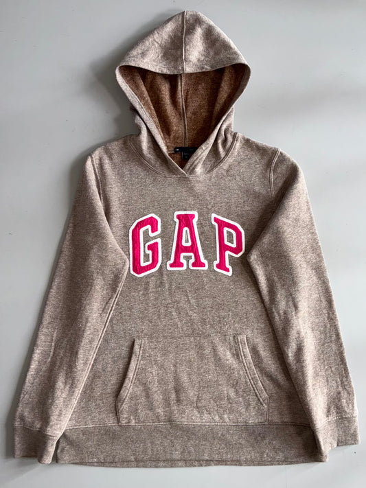 Gap Logo Hoodie Heather Brown with Pink Spellout (S)