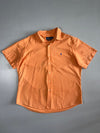 Ralph Lauren Short Sleeve Button-Up Shirt Blue Pony Logo Custom Fit Peach Orange (XL/2XL)