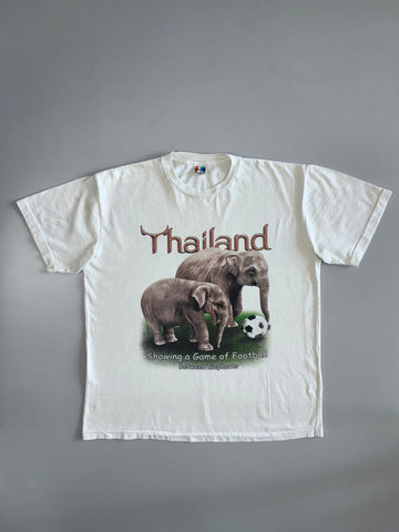 Thailand Elephant Football Souvenir T-Shirt | White (2XL)
