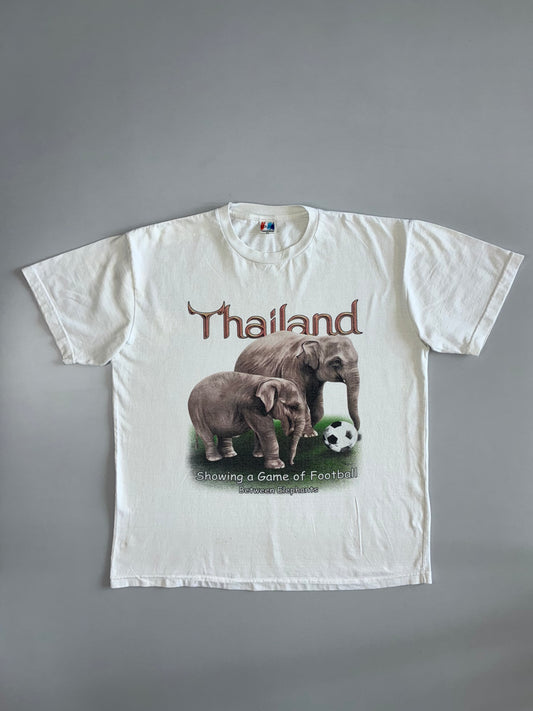Thailand Elephant Football Souvenir T-Shirt | White (2XL)