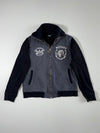 Jizo-Bosatsu Japanese Embroidered Sherpa-Lined Zip Jacket "Grace & Fury" – Charcoal/Black (M)