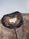 Mango Brown Suede & Black Leather Colorblock Jacket (S)