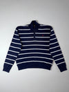 Polo by Ralph Lauren Navy & White Striped Quarter-Zip Sweater (XL)