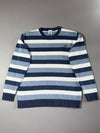 Vintage Lacoste Striped Knit Sweater – Blue & White Rugby Stripe (L)