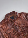 Codes Combine for Men  Brown Leather Jacket  Multi-Pocket Zip Utility Jacket (S)