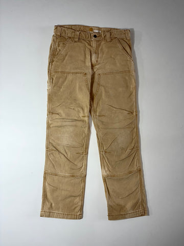 Carhartt Relaxed Fit Double Knee Tan Duck Canvas Work Pants (W:32) (L:38)