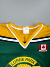 Vintage Lorne Park Ojibwa Mississauga #6 Green Gold Black Canadian Minor Hockey Mesh Jersey (L)