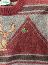 Vintage 80s Chemise Lacoste Reindeer Pattern Wool Sweater – Rare Graphic (XXS)