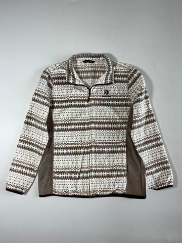 Black Yak Nordic Pattern Fleece Full-Zip Jacket – Cream/Brown (S)
