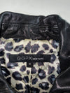 GGPX New York Black Studded Belted Leather Biker Jacket with Leopard Lining,Women’s (XS)