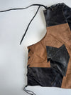 Vintage Patchwork Leather & Suede Lace-Up Vest (XS)