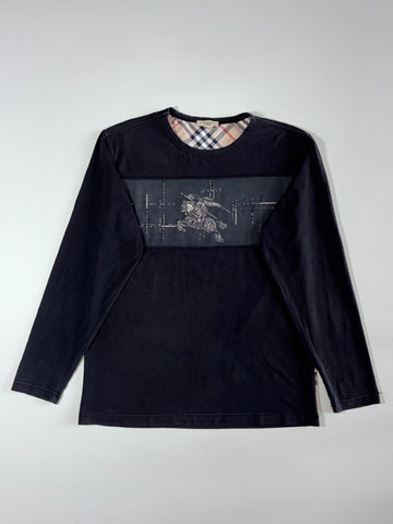 Burberry London Nova Check Knight Long Sleeve Tee – Black (S)