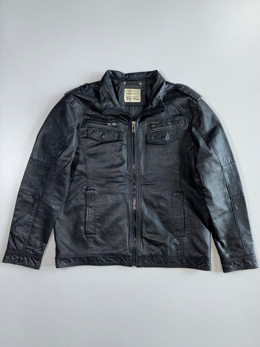Angelo Litrico Authentic Premium Original Pure Leather Jacket (2XL)