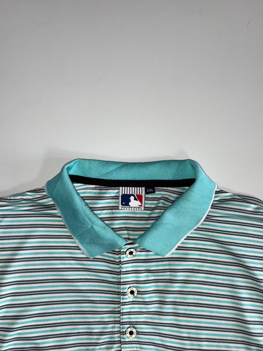 MLB New York Yankees Striped Pocket Polo Teal (3XL)