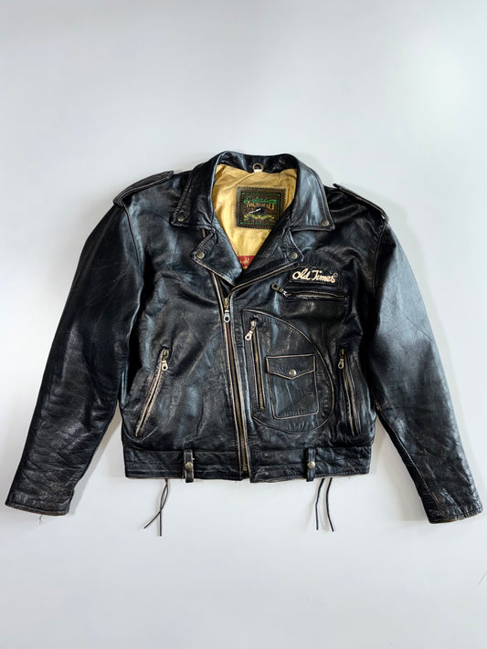 Old Times Vintage Biker Pure Leather Jacket (M)