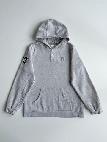 Fila Grey Henley Hoodie with 73 Sleeve Patch(M)