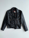 Free-Way Vintage Black Leather Multi-Zip Belted Biker Jacket (M)