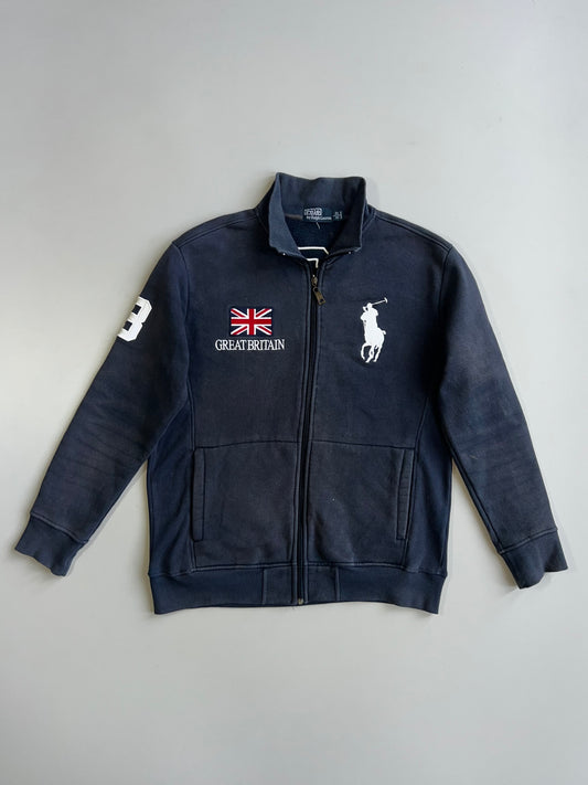 Polo Ralph Lauren Great Britain Union Jack Big Pony #3 Full-Zip Fleece Sweatshirt Jacket Navy (M)