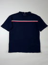 Tommy Hilfiger Signature Flag Stripe Crewneck T-Shirt – Navy Blue (M)