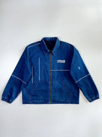 Vintage Adidas Reversible Indigo Denim & Navy Linen Coach Jacket (Xl)