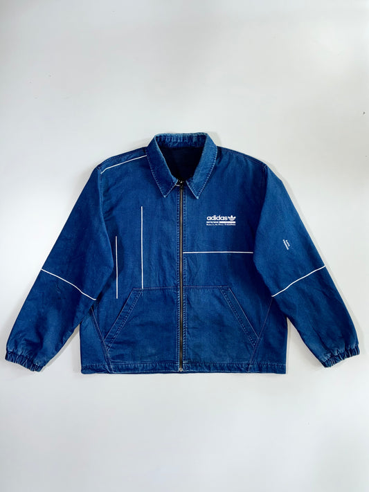 Vintage Adidas Reversible Indigo Denim & Navy Linen Coach Jacket (Xl)