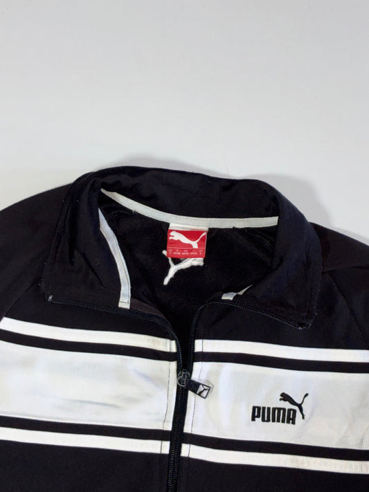 Vintage Puma Black & White Chest Stripe Track Jacket – (S)