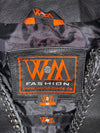 WM Fashion Black Leather Buckle Vest  Braided-Trim Biker Vest with Metal Hardware (L)