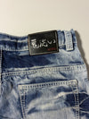 Oni Arai Y2K Bleached Wash Contrast Stitch Jeans – Blue (W:38) (L:38)