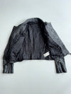 Karl Lagerfeld Black Leather Biker Jacket – Patch Detail women’s(XXS)